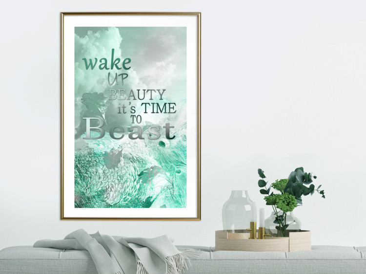 Wall Poster Wake up Beauty It's Time to Beast - text on an abstract cloud background 123129 additionalImage 13