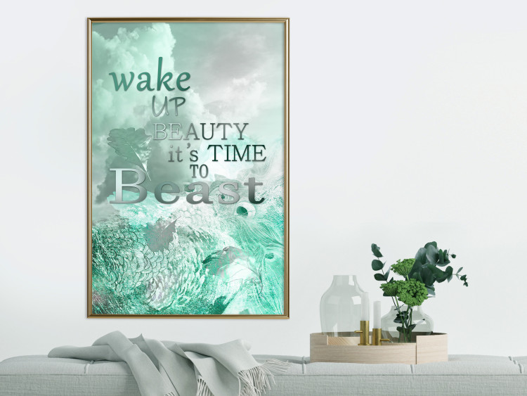 Wall Poster Wake up Beauty It's Time to Beast - text on an abstract cloud background 123129 additionalImage 5