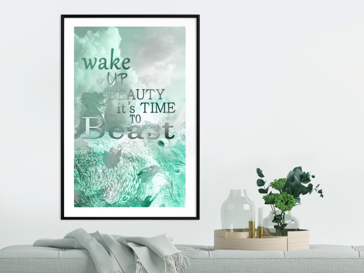 Wall Poster Wake up Beauty It's Time to Beast - text on an abstract cloud background 123129 additionalImage 4