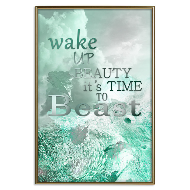 Wall Poster Wake up Beauty It's Time to Beast - text on an abstract cloud background 123129 additionalImage 16