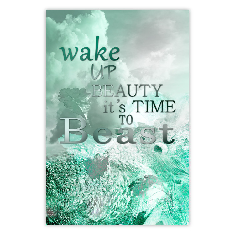 Wall Poster Wake up Beauty It's Time to Beast - text on an abstract cloud background 123129