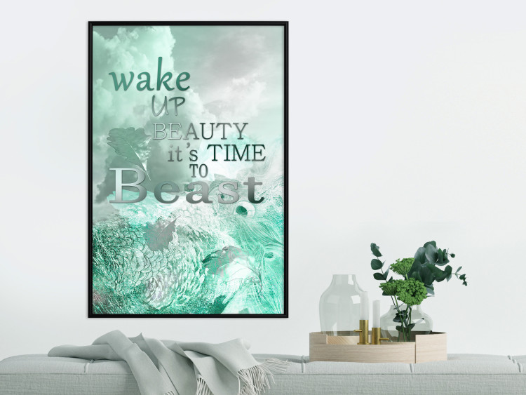 Wall Poster Wake up Beauty It's Time to Beast - text on an abstract cloud background 123129 additionalImage 3