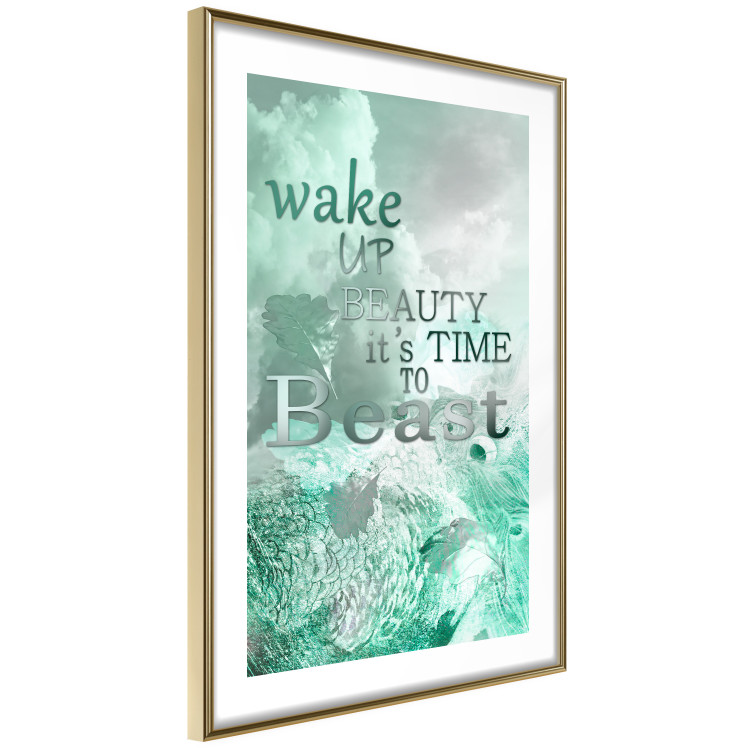 Wall Poster Wake up Beauty It's Time to Beast - text on an abstract cloud background 123129 additionalImage 6