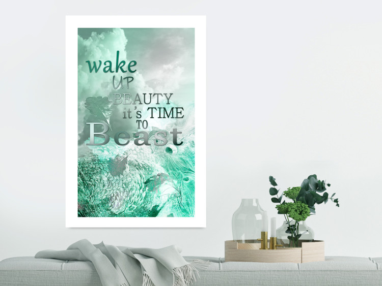 Wall Poster Wake up Beauty It's Time to Beast - text on an abstract cloud background 123129 additionalImage 2