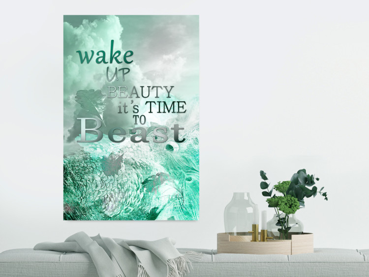 Wall Poster Wake up Beauty It's Time to Beast - text on an abstract cloud background 123129 additionalImage 17