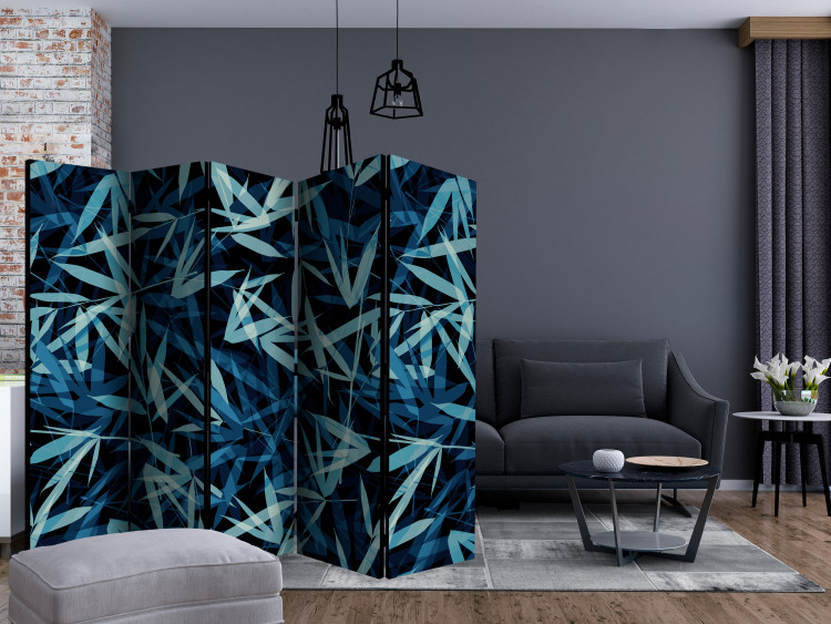 Room Divider Screen Wild Nature at Night II (5-piece) - pattern of green leaves after dark 124029 additionalImage 4