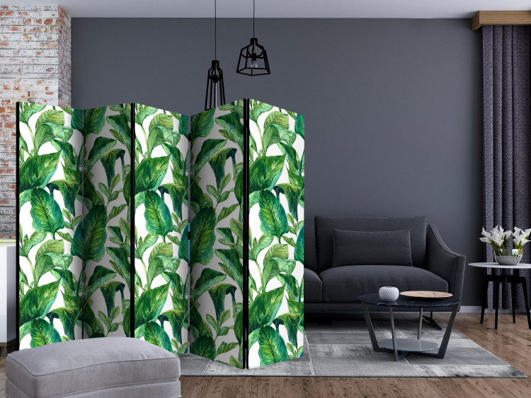 Room Divider Screen Tropical Paradise II (5-piece) - exotic leaves on a white background 124329 additionalImage 4