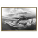 Wall Poster Black and White Whale - maritime landscape with a whale against waves 126829 additionalThumb 21