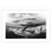 Wall Poster Black and White Whale - maritime landscape with a whale against waves 126829 additionalThumb 25
