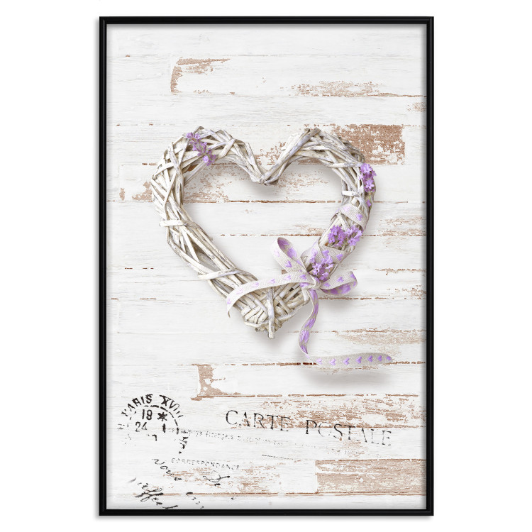 Poster Intertwined Message - decorative heart on light wooden background 128029 additionalImage 16