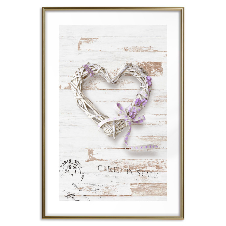 Poster Intertwined Message - decorative heart on light wooden background 128029 additionalImage 14