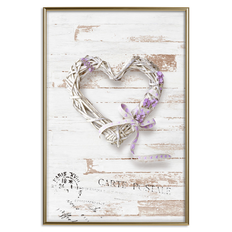 Poster Intertwined Message - decorative heart on light wooden background 128029 additionalImage 17
