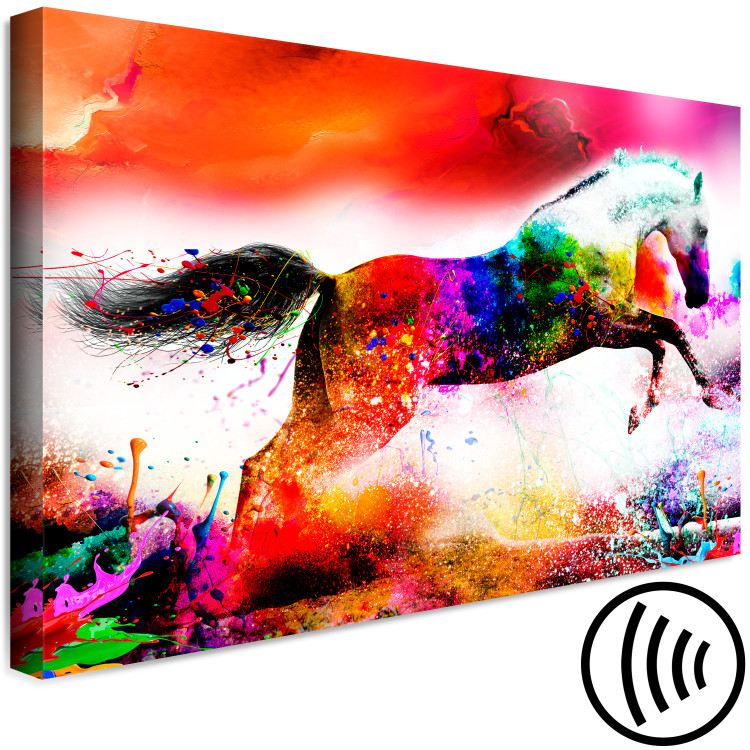 Canvas Art Print Merry Stallion (1-part) wide - abstract colorful animal 129529 additionalImage 6