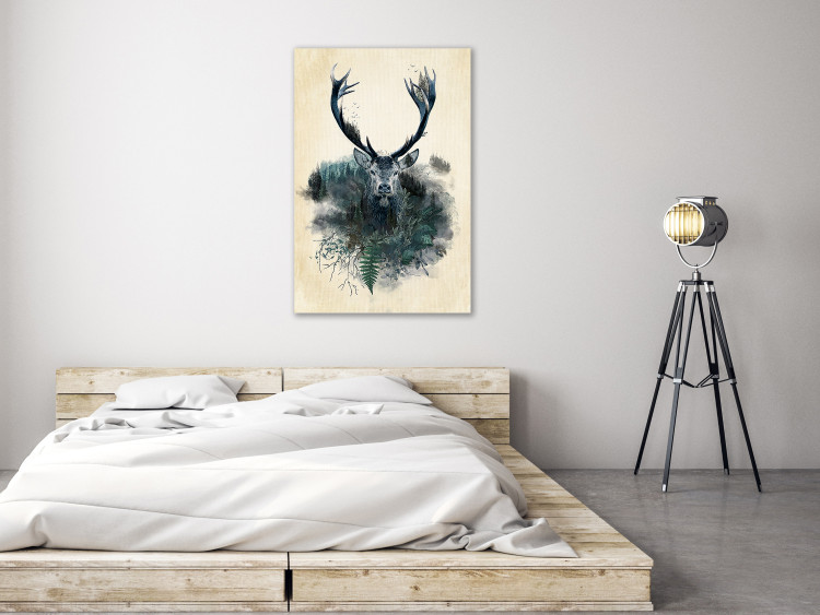 Canvas Art Print Forest Spirit (1-piece) Vertical - abstract deer on light background 130329 additionalImage 3