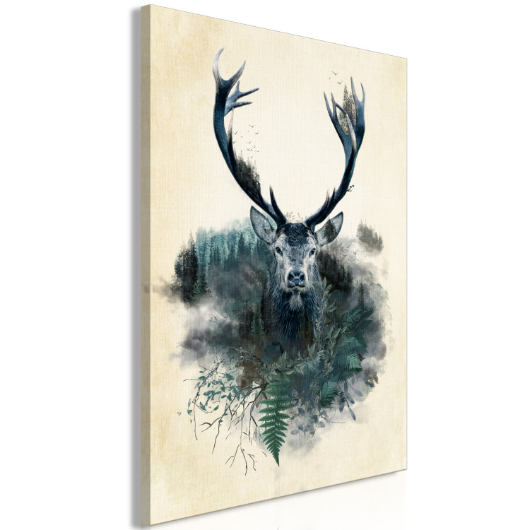 Canvas Art Print Forest Spirit (1-piece) Vertical - abstract deer on light background 130329 additionalImage 2