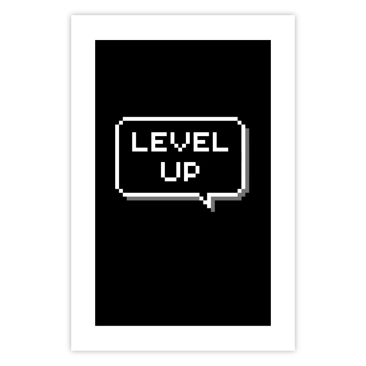 Poster Level Up - pixelated English text in a speech bubble on a black background 130529 additionalImage 19