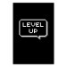 Poster Level Up - pixelated English text in a speech bubble on a black background 130529