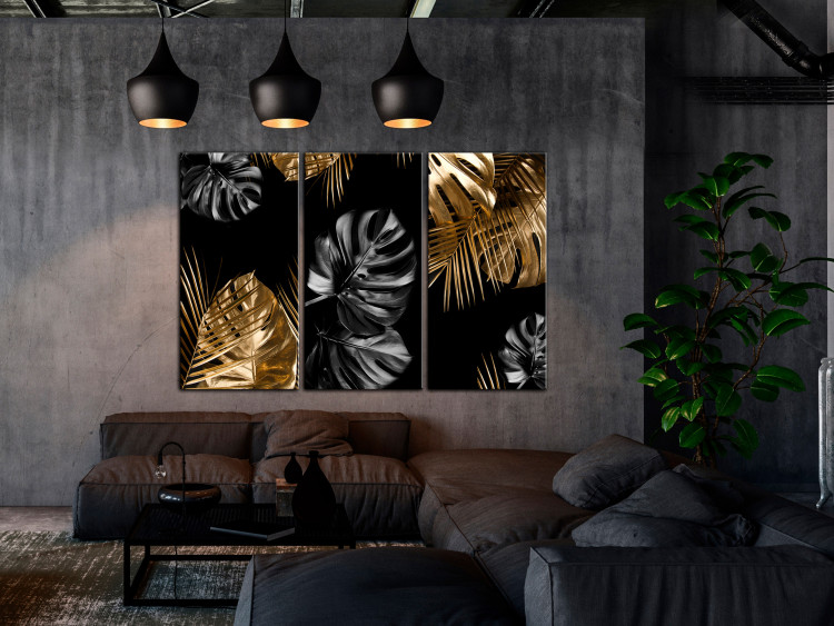 Canvas Jungle Colors - First Variant (3-piece) - monstera leaves 132129 additionalImage 3