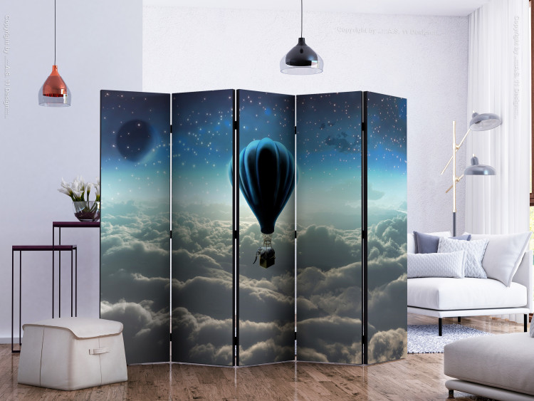 Room Divider Night Expedition II (5-piece) - 3D illusion with a balloon against the sky 132829 additionalImage 2