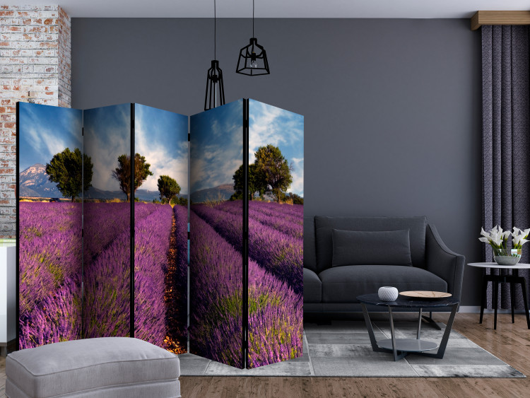 Room Divider Screen Lavender Field in Provence II (5-piece) - purple lavender fields 132929 additionalImage 4