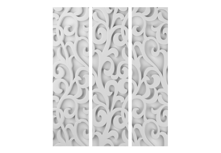 Room Separator White Ornament (3-piece) - bright abstraction with a floral motif 133029 additionalImage 3