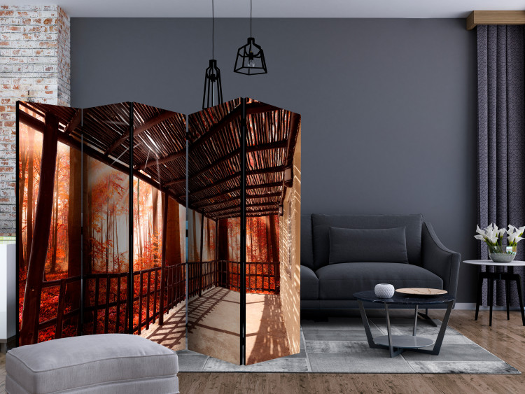 Room Divider Screen Nature: Forest Terrace II (5-piece) - autumn trees view from a window 133129 additionalImage 4
