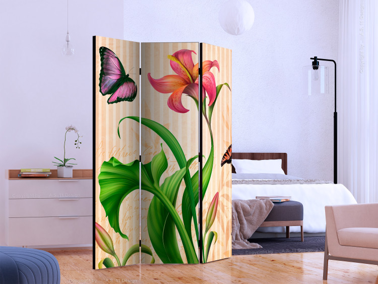 Room Divider Vintage - Spring (3-piece) - colorful composition in flowers and butterflies 133229 additionalImage 2