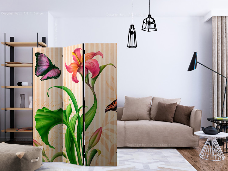 Room Divider Vintage - Spring (3-piece) - colorful composition in flowers and butterflies 133229 additionalImage 4