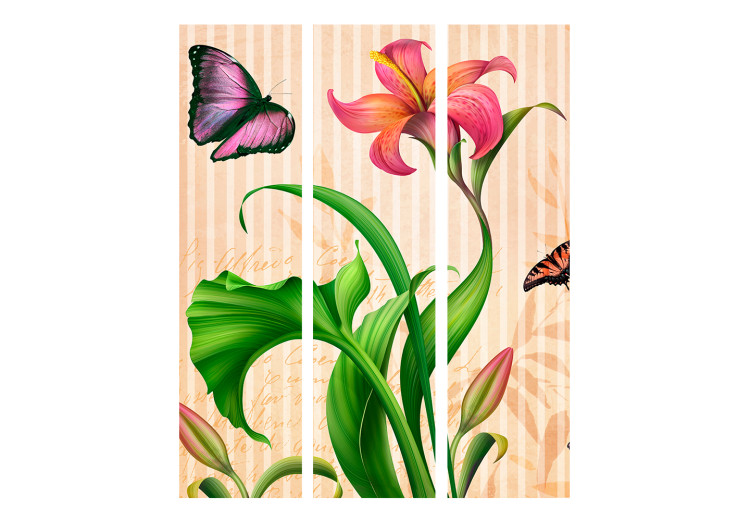 Room Divider Vintage - Spring (3-piece) - colorful composition in flowers and butterflies 133229 additionalImage 3