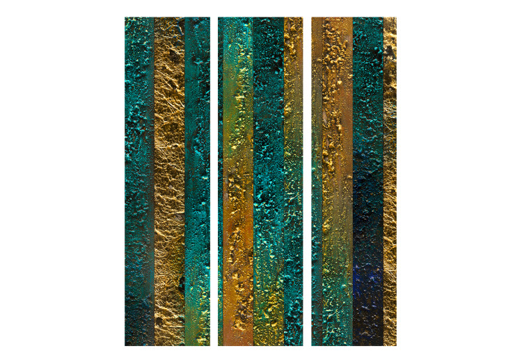 Room Divider Treasures of Atlantis - turquoise-gold texture in abstract stripes 133629 additionalImage 3
