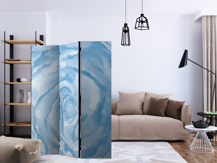 Room Divider Rose (Blue) - watercolor composition of a blue floral pattern 133929 additionalImage 4