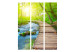 Room Divider Screen Green Forest - landscape of a wooden bridge in the forest against the sunlight 134029 additionalThumb 3