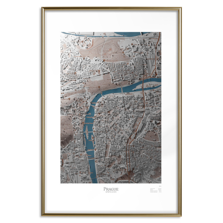Wall Poster Prague Layout - colorful composition of a city map shown from bird's-eye view 134829 additionalImage 14