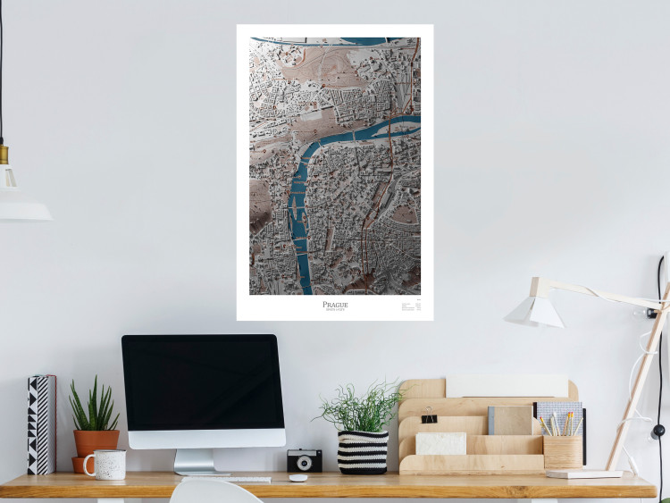 Wall Poster Prague Layout - colorful composition of a city map shown from bird's-eye view 134829 additionalImage 2