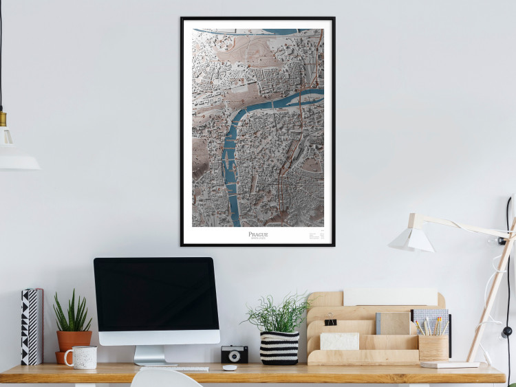 Wall Poster Prague Layout - colorful composition of a city map shown from bird's-eye view 134829 additionalImage 6