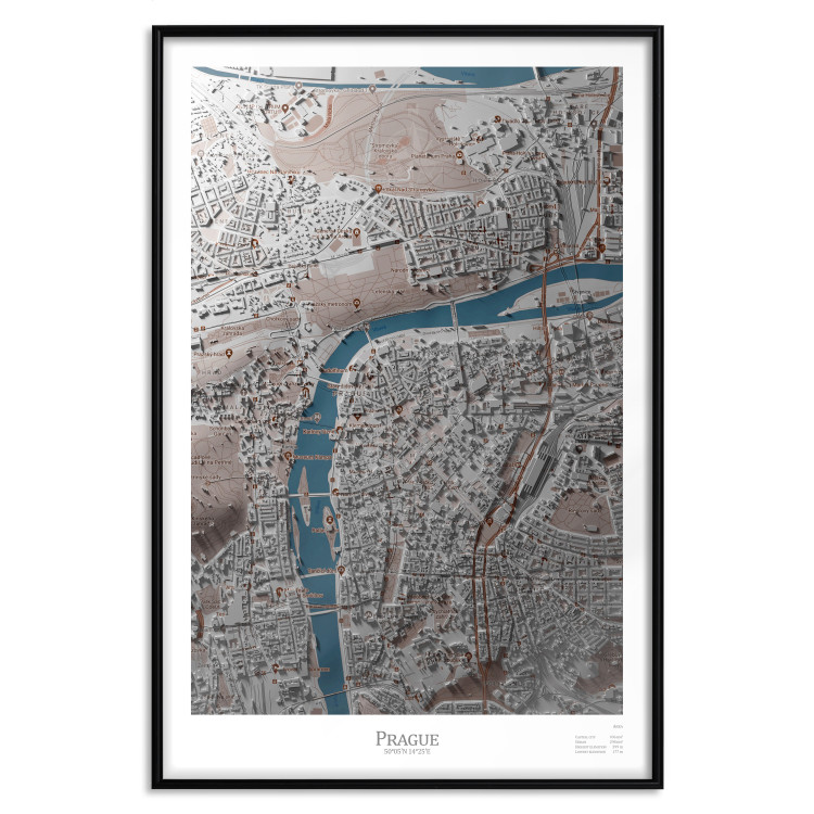 Wall Poster Prague Layout - colorful composition of a city map shown from bird's-eye view 134829 additionalImage 18