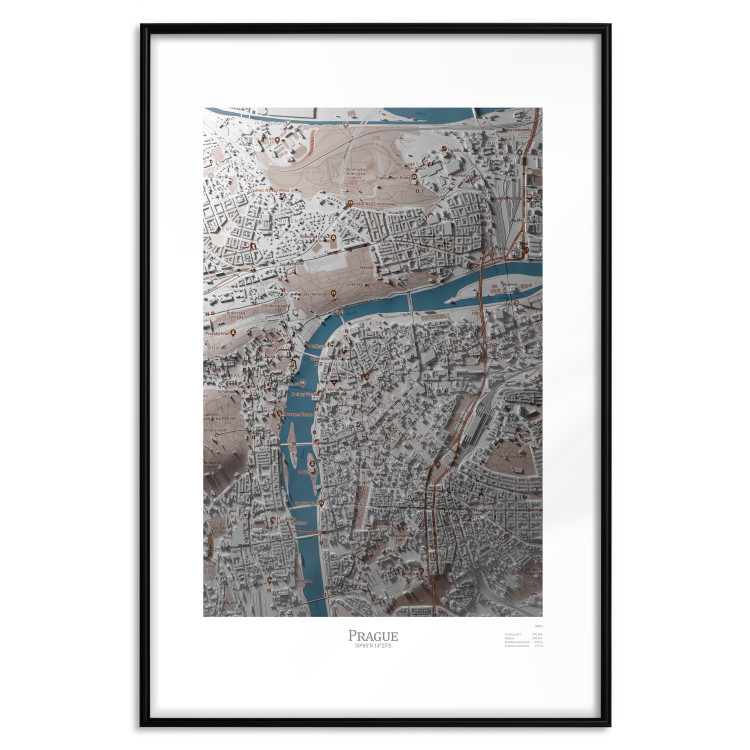 Wall Poster Prague Layout - colorful composition of a city map shown from bird's-eye view 134829 additionalImage 15