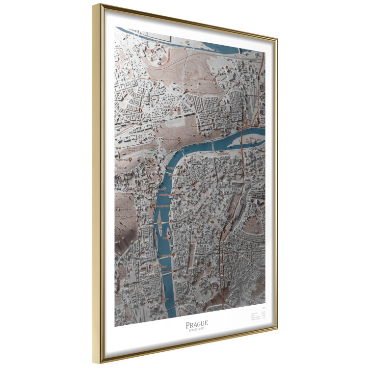 Wall Poster Prague Layout - colorful composition of a city map shown from bird's-eye view 134829 additionalImage 12