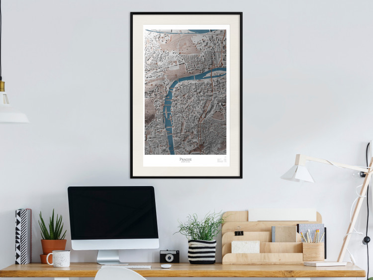 Wall Poster Prague Layout - colorful composition of a city map shown from bird's-eye view 134829 additionalImage 24