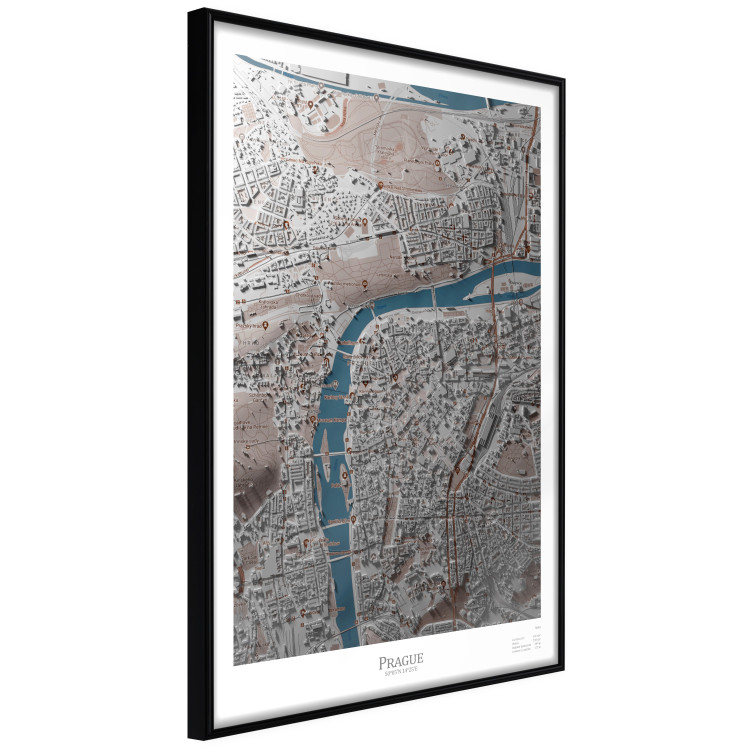 Wall Poster Prague Layout - colorful composition of a city map shown from bird's-eye view 134829 additionalImage 11