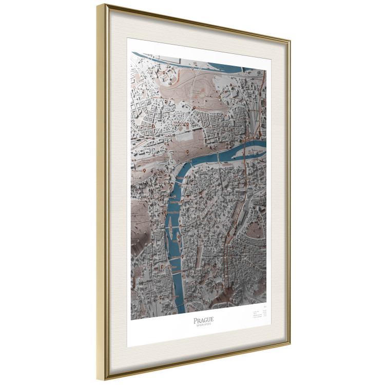Wall Poster Prague Layout - colorful composition of a city map shown from bird's-eye view 134829 additionalImage 3