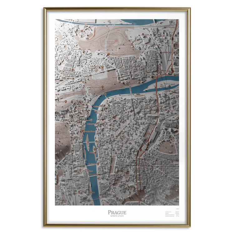 Wall Poster Prague Layout - colorful composition of a city map shown from bird's-eye view 134829 additionalImage 21