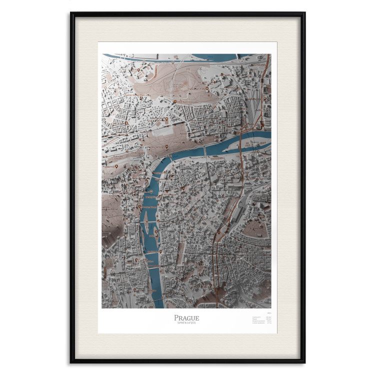 Wall Poster Prague Layout - colorful composition of a city map shown from bird's-eye view 134829 additionalImage 19