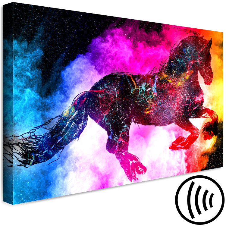 Canvas Print Colorful Mist (1-piece) Wide - abstract futuristic horse 135229 additionalImage 6