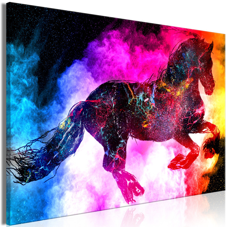 Canvas Print Colorful Mist (1-piece) Wide - abstract futuristic horse 135229 additionalImage 2