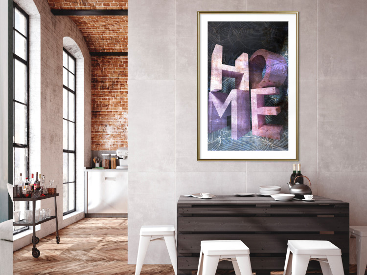 Poster Home in Violets - violet 3D text on an abstract background 135729 additionalImage 2