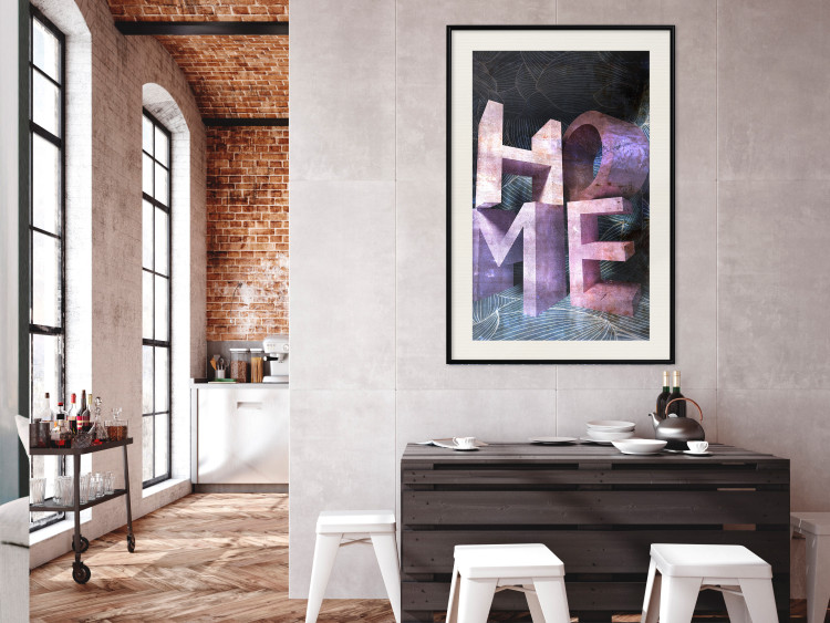 Poster Home in Violets - violet 3D text on an abstract background 135729 additionalImage 24