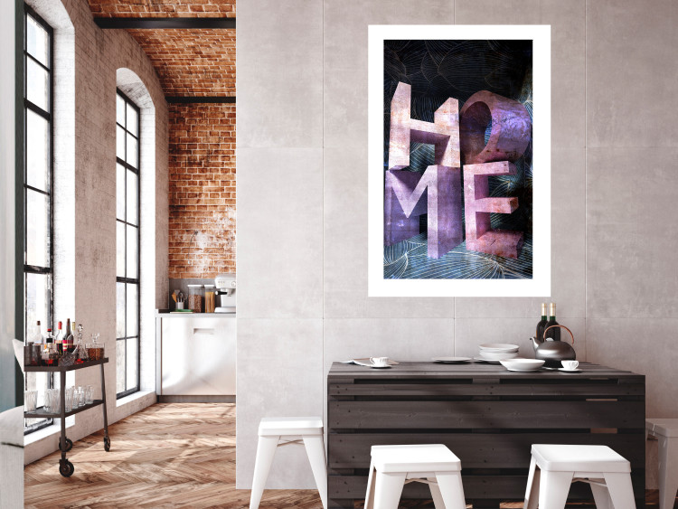 Poster Home in Violets - violet 3D text on an abstract background 135729 additionalImage 6