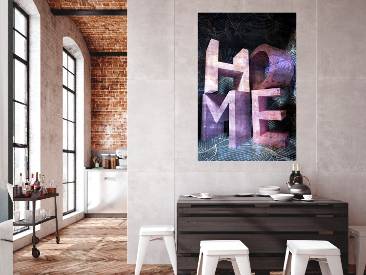 Poster Home in Violets - violet 3D text on an abstract background 135729 additionalImage 22