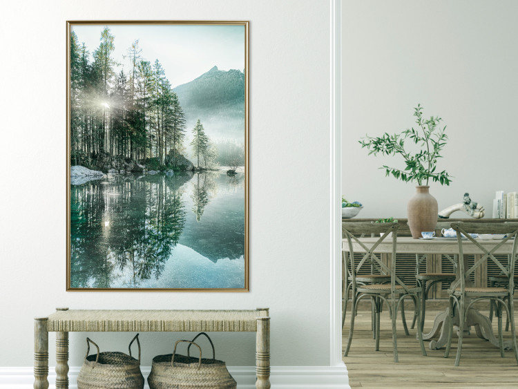 Wall Poster Morning by the Lake - lake landscape with trees and sunrise 137229 additionalImage 16